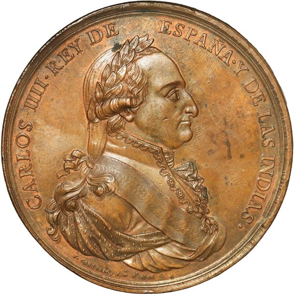 MEXICO, large bronze medal, Charles IV, 1806, loyalty award, by Francisco Gordillo, ex-Medina.