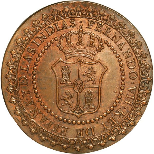 MEXICO, Jalapa (Xalapa), 4 reales-sized copper proclamation medal, Ferdinand VII, 1808, ex-Medina.