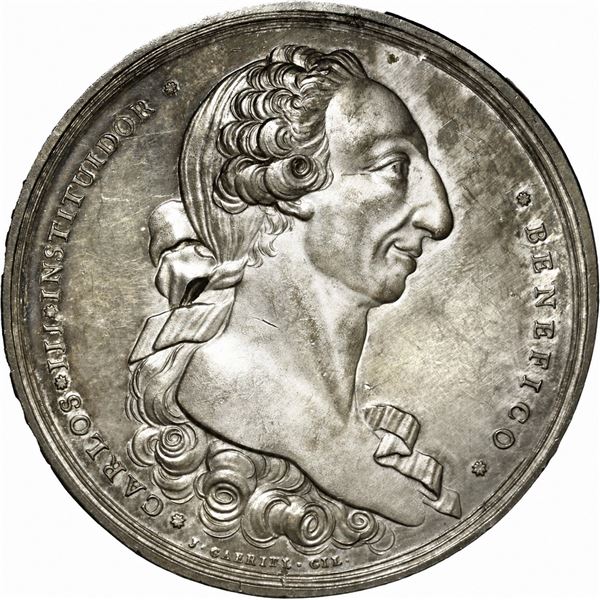 PHILIPPINES (under Spain), Manila, large silver medal, Charles III, no date (ca. 1782), Manila Socie