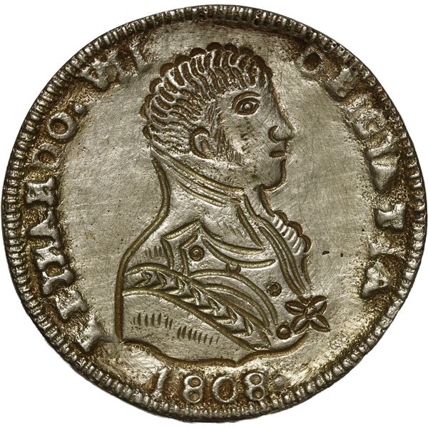 URUGUAY, Montevideo, cast and chased silver proclamation medal, Ferdinand VII, 1808.