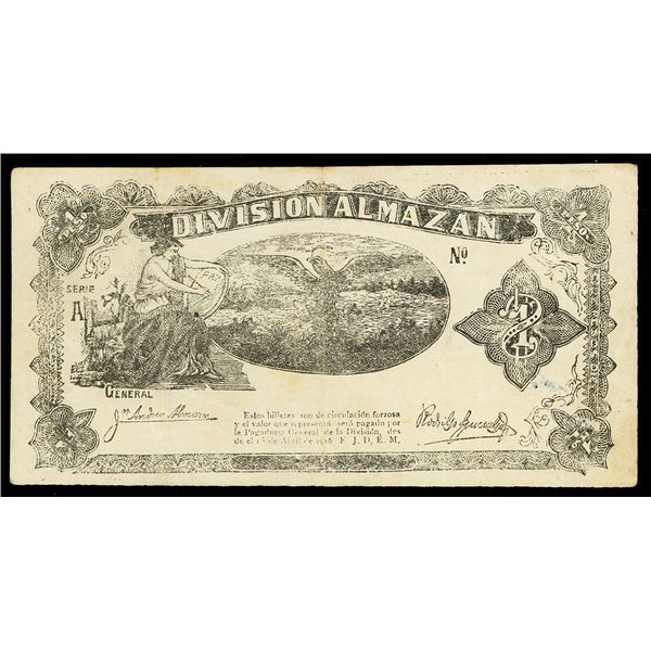 MEXICO, Oaxaca (Huajuapam), División Almazán, 1 peso remainder, 1-4-1916.