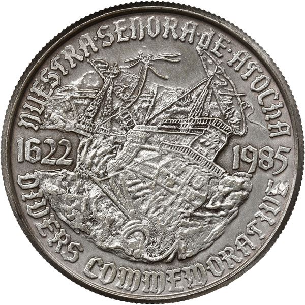 Silver 1-oz "Golden Crew" commemorative medallion made from Atocha silver in 1985.