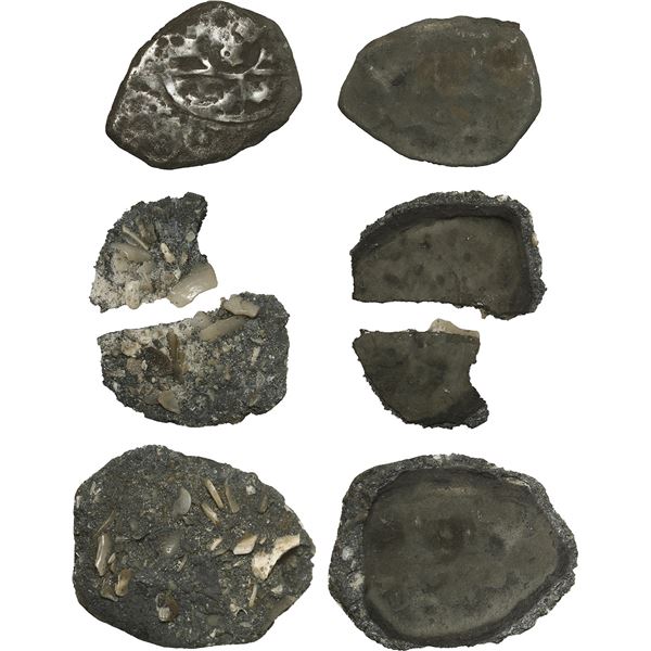 MEXICO, Mexico City, cob 1 real, Philip V, assayer not visible (J), with two-piece shell of encrusta