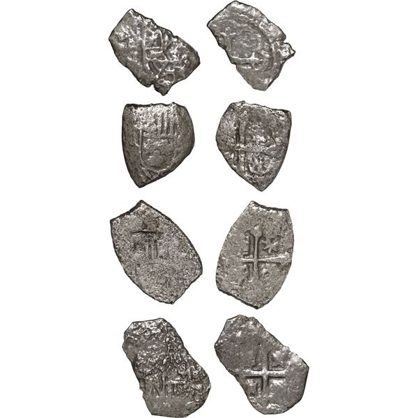 MEXICO, Mexico City, lot of four cob 1R, Philip V, assayers not visible, ex-Morse.