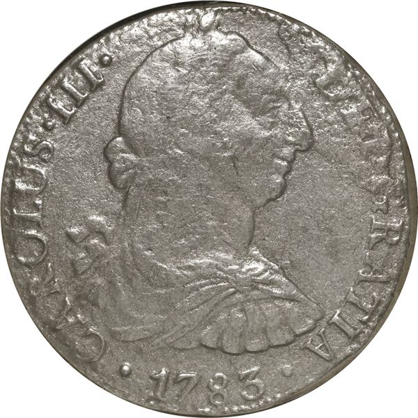 MEXICO, Mexico City, bust 8 reales, Charles III, 1783 FF, NGC Genuine (El Cazador Shipwreck Brown La