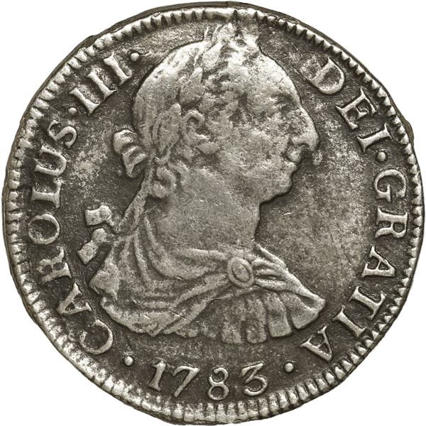 MEXICO, Mexico City, bust 2 reales, Charles III, 1783 FF.