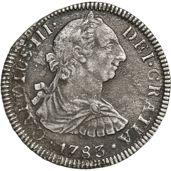 MEXICO, Mexico City, bust 2 reales, Charles III, 1783 FF.