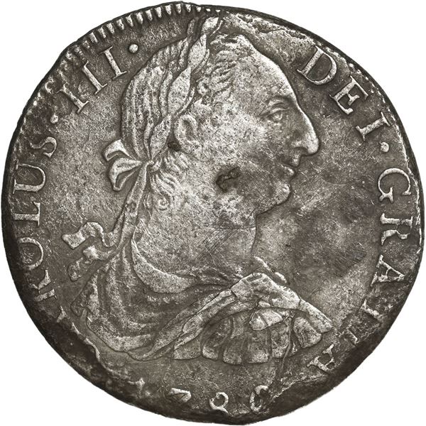MEXICO, Mexico City, bust 8 reales, Charles III, 1780 FF.