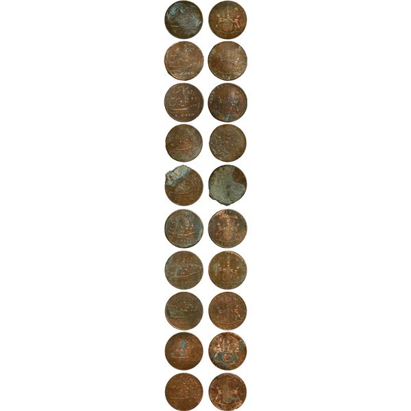 INDIA (British), Madras Presidency, lot of ten copper X cash, 1803.
