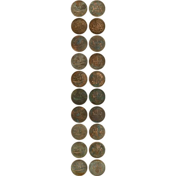 INDIA (British), Madras Presidency, lot of ten copper X cash, 1803.