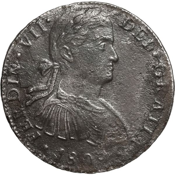 MEXICO, Mexico City, bust 8 reales, Ferdinand VII transitional ("armored" bust), 1809 TH, ex-Fisher.
