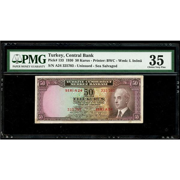 TURKEY, Central Bank, 50 kurus, 1930, series A24, serial 325703, PMG Choice VF 35.