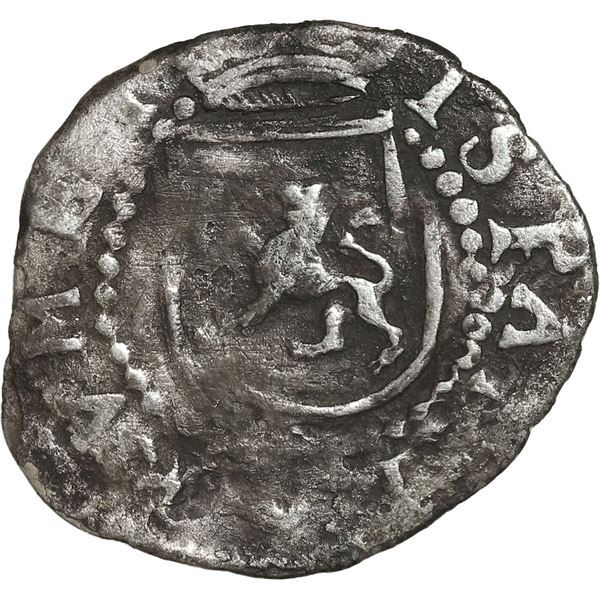 PERU, Lima, cob ¼ real, Philip II, assayer Diego de la Torre, P to left, * to right of castle.
