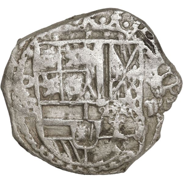 BOLIVIA, Potosí, cob 2 reales, Philip II, assayer B (5th period, borders of x's).