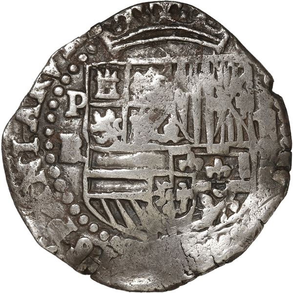 BOLIVIA, Potosí, cob 2 reales, Philip III, assayer RL (straight leg).