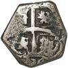 Image 2 : BOLIVIA, Potosí, cob 8 reales, 1734 E, cut down to North African (Barbary) standard.
