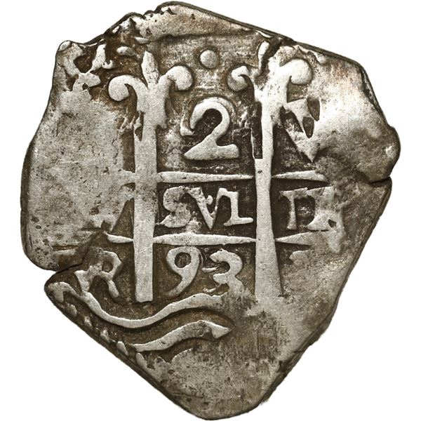 BOLIVIA, Potosí, cob 2 reales, 1693 VR.