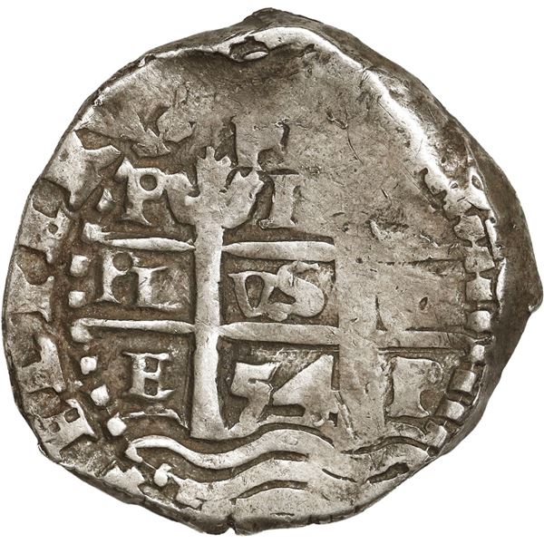 BOLIVIA, Potosí, cob 1 real, 1654 E, PH at top.