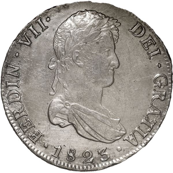 BOLIVIA, Potosí, bust 8 reales, Ferdinand VII, 1823 PJ.