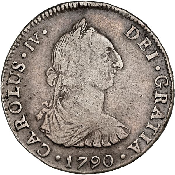 BOLIVIA, Potosí, bust 4 reales, Charles IV transitional (bust of Charles III, ordinal IV), 1790 PR, 