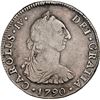 Image 1 : BOLIVIA, Potosí, bust 4 reales, Charles IV transitional (bust of Charles III, ordinal IV), 1790 PR, 
