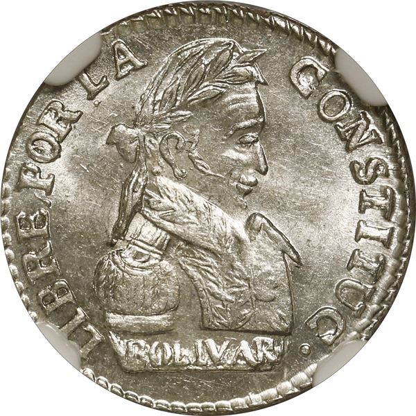 BOLIVIA, Potosí, ½ sol, 1830 JL, six-point stars, NGC MS 65.
