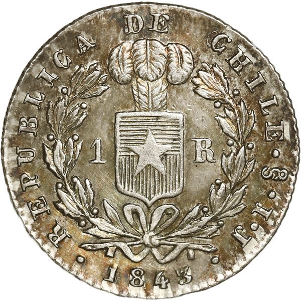 CHILE, Santiago, 1 real, 1843 IJ.
