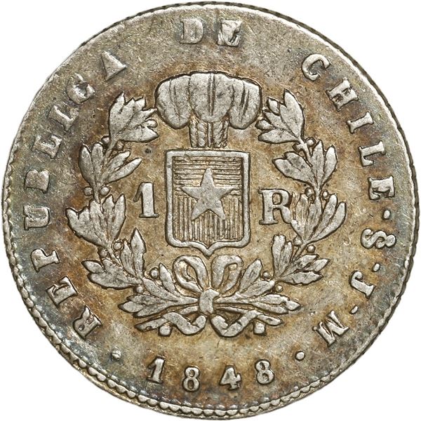 CHILE, Santiago, 1 real, 1848 JM.