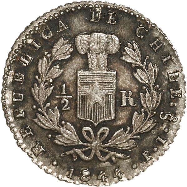 CHILE, Santiago, ½ real, 1844 IJ.