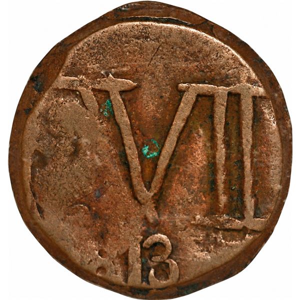 COLOMBIA, Santa Marta, copper ¼ real, Ferdinand VII, 1813, NGC VF 30 BN.