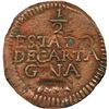 Image 2 : COLOMBIA, Cartagena, copper provisional ½ real, 1812, PCGS XF details / damage, ex-Eldorado.