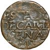 Image 2 : COLOMBIA, Cartagena, copper provisional ½ real, 1813.