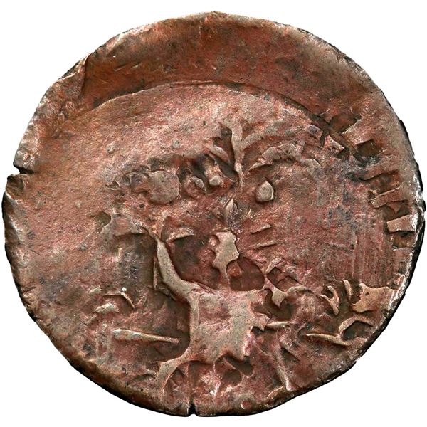 COLOMBIA, Cartagena, copper provisional ½ real, no date (1812-13), retrograde N, PCGS XF40, finest a