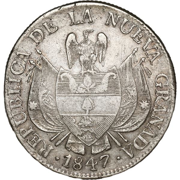 COLOMBIA, Bogotá, 10 reales, 1847, medium diameter (37 mm).