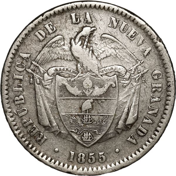 COLOMBIA, Bogotá, 1 peso, 1855/1.