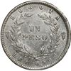 Image 2 : COLOMBIA, Bogotá, 1 peso, 1857, re-punched 7 in date.