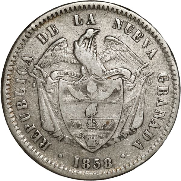 COLOMBIA, Bogotá, 1 peso, 1858/7.