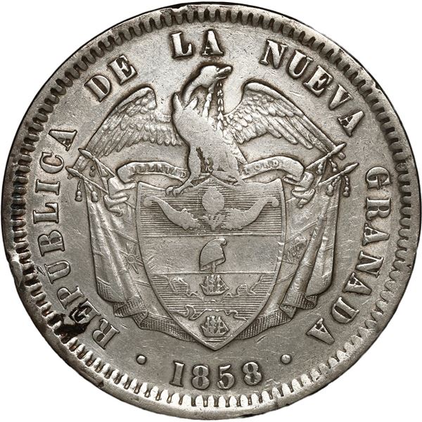 COLOMBIA, Bogotá, 1 peso, 1858.