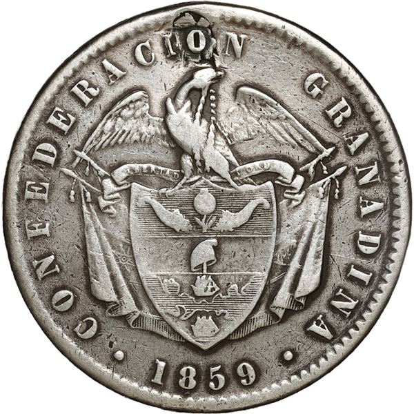 COLOMBIA, Bogotá, 1 peso, 1859.