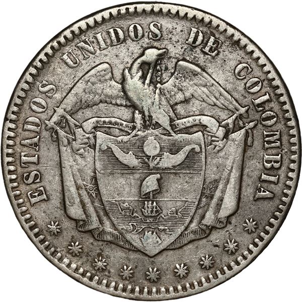 COLOMBIA, Bogotá, 1 peso, 1867.