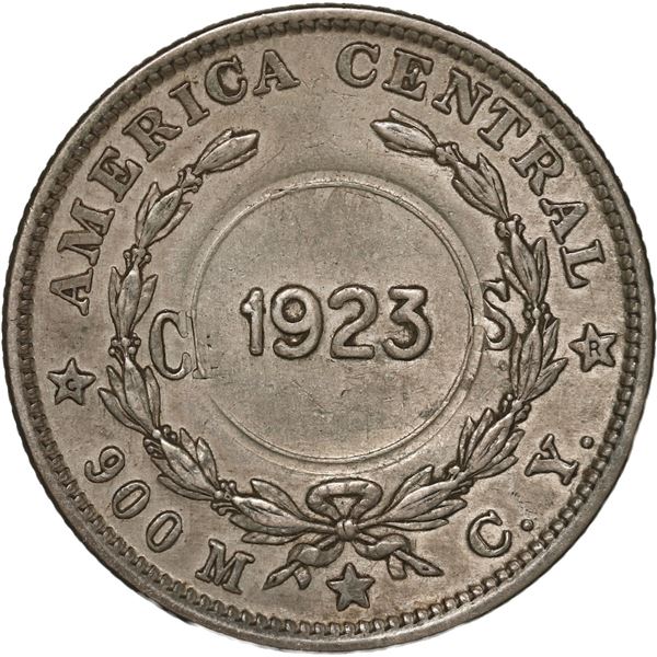 COSTA RICA, San José, 1 colón, 1923 (Type IX) counterstamp on a Costa Rica 50 céntimos, 1902 CY.