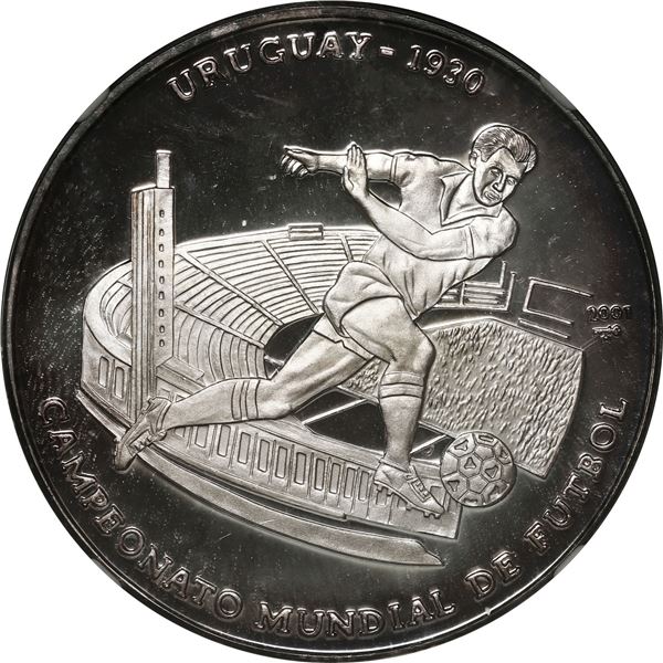 CUBA, Havana mint, proof 10 pesos, 2001, FIFA World Cup - Player and Stadium, NGC PF 68 Cameo, ex-Ru