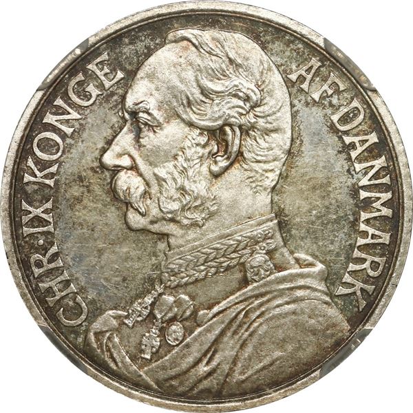 DANISH WEST INDIES, 20 cents, Christian IX, 1905, NGC Genuine / obv scratched, ex-Rudman.