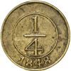 Image 2 : DOMINICAN REPUBLIC, brass ¼ real, 1848, crosslet 4.
