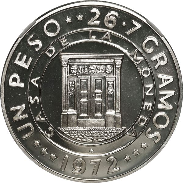 DOMINICAN REPUBLIC, proof 1 peso, 1972, 25th anniversary of the Central Bank, NGC PF 68.