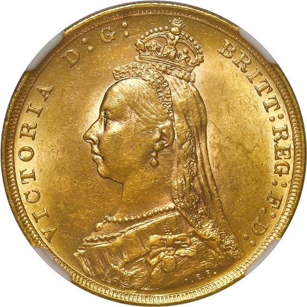GREAT BRITAIN, London, England, gold sovereign, Victoria (Jubilee head), 1889, NGC MS 61.