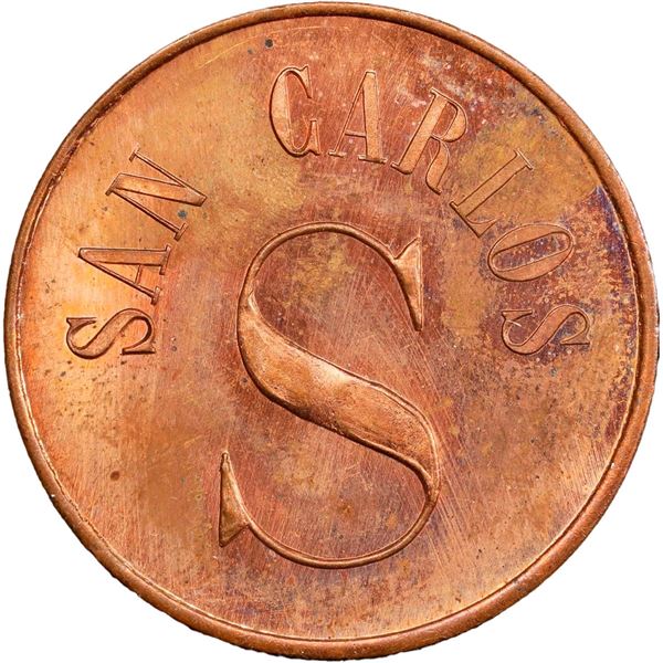 GUATEMALA, Pochuta, copper 1 real token, ca. late 1800s, San Carlos / Wyld Hermanos, PCGS MS64 Red-B