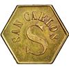 Image 1 : GUATEMALA, Pochuta, brass hexagonal 1 real token, ca. late 1800s, San Carlos / Wyld Hermanos, PCGS M