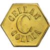 Image 1 : GUATEMALA, Pochuta, brass hexagonal ½ real token, ca. late 1800s, Ceilan Colima / Wyld Hermanos, PCG