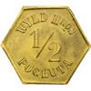 Image 2 : GUATEMALA, Pochuta, brass hexagonal ½ real token, ca. late 1800s, Ceilan Colima / Wyld Hermanos, PCG